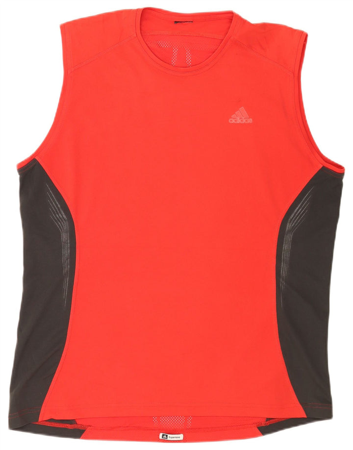 Adidas Mens Colete Top XL Vermelho Colorblock Poliéster