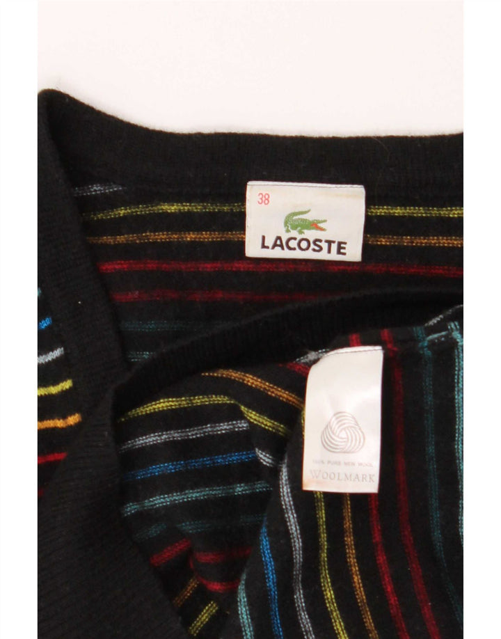 Suéter feminino Lacoste com decote em V tamanho 38 médio listrado multicolorido