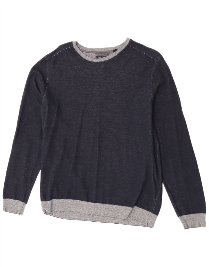 Ted Baker moletom masculino tamanho 4 grande azul marinho colorblock algodão