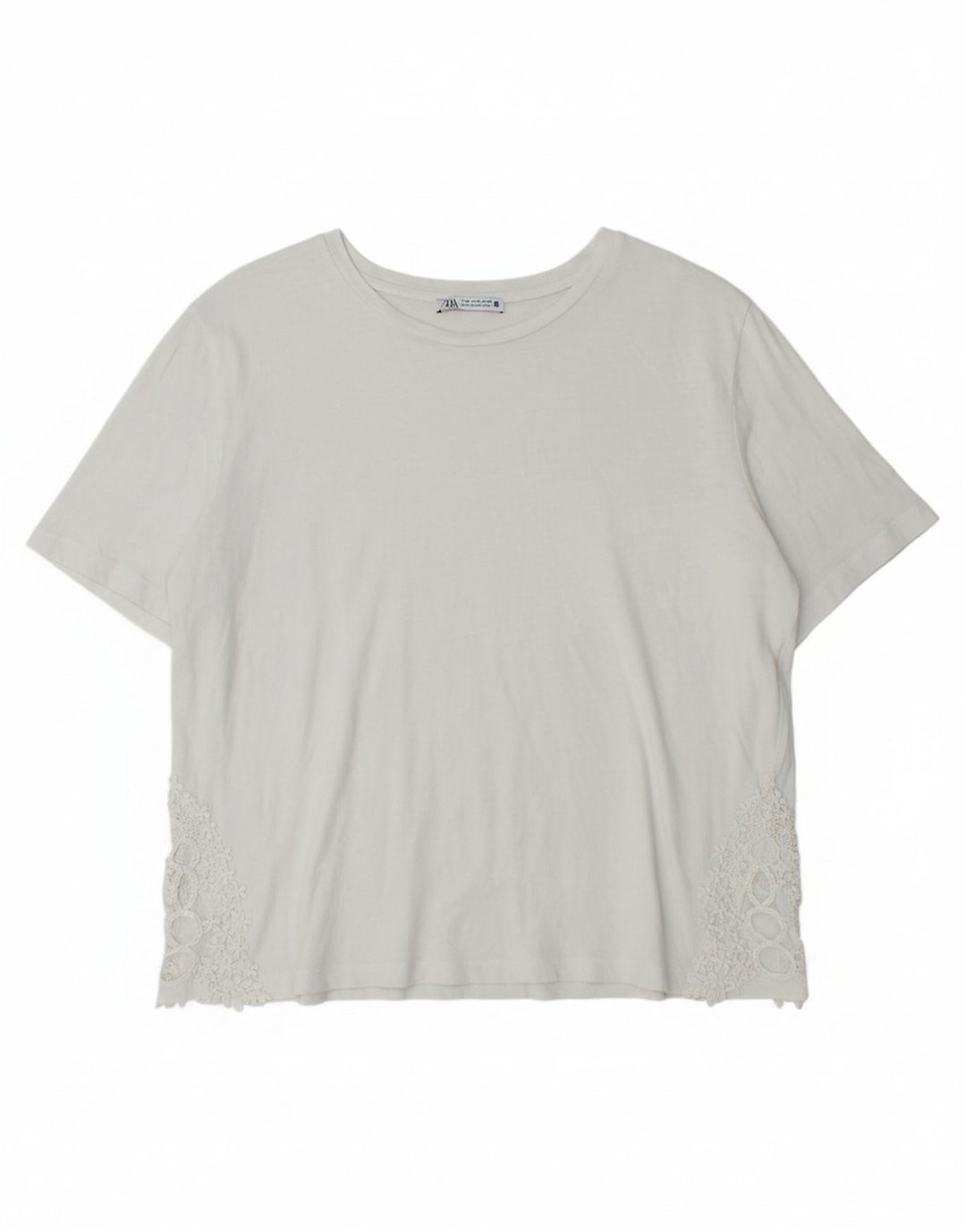 Camiseta feminina ZARA UK 14 algodão branco médio