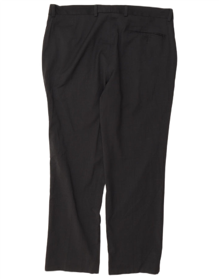 Calça masculina de ajuste regular Marks & Spencer W36 L29 lã azul marinho