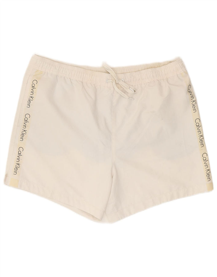 Calvin Klein Shorts de natação masculino gráfico grande poliéster branco