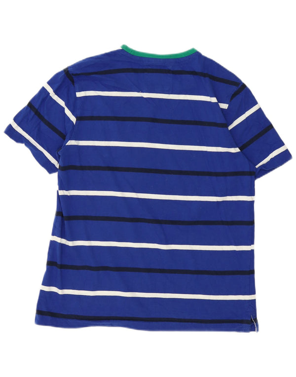 Camiseta feminina Crew Clothing Top UK 14 grande algodão listrado azul
