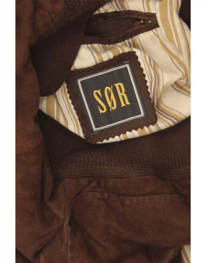 Jaqueta bomber masculina vintage de camurça EU 52 XL marrom