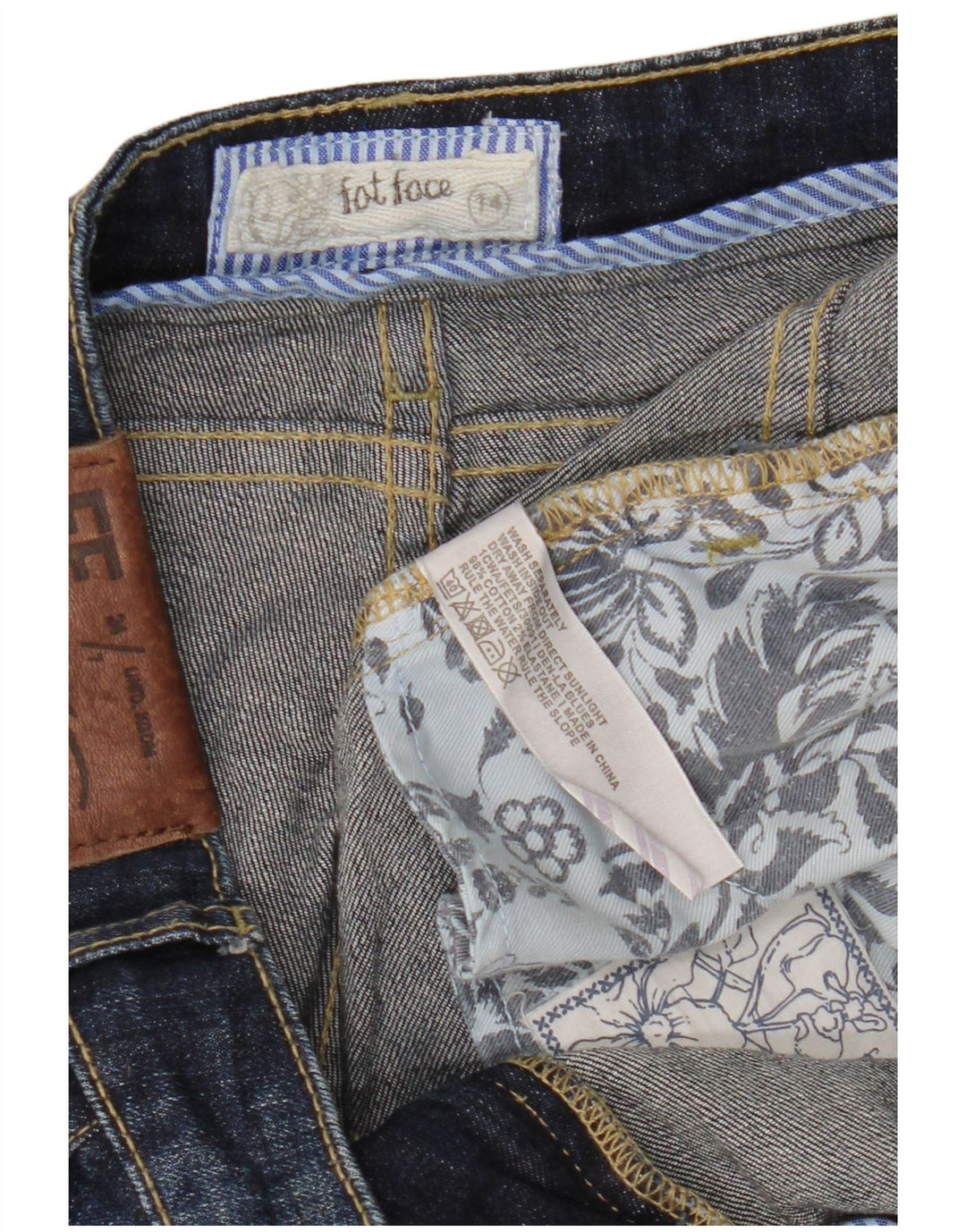 Calça jeans feminina FAT FACE UK 14 grande W34 L24 algodão azul marinho