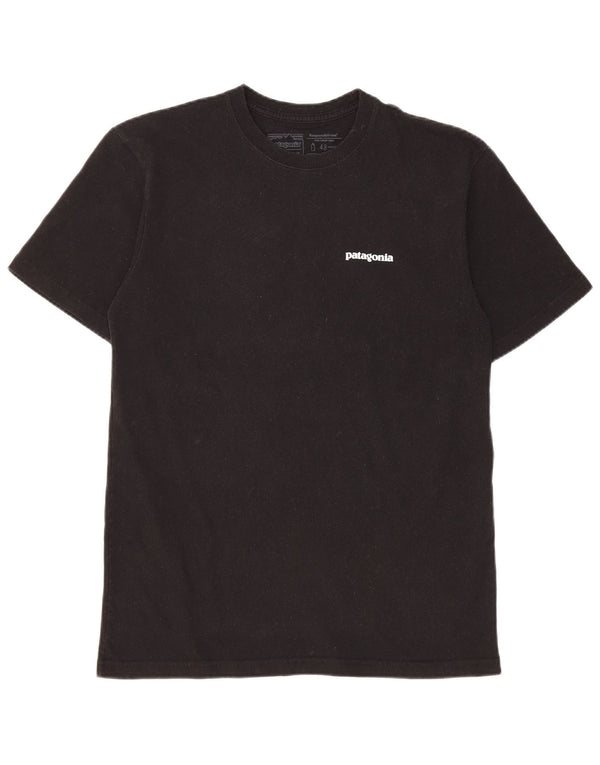 Patagonia Camiseta masculina gráfica top pequeno algodão preto