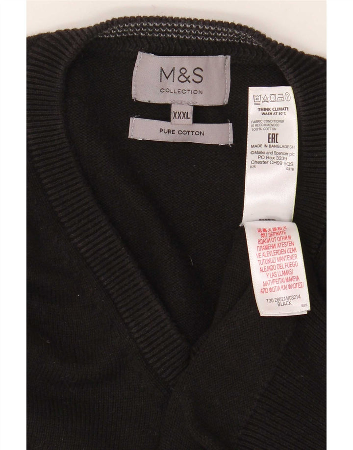 Suéter masculino Marks & Spencer com decote em V 3XL algodão preto