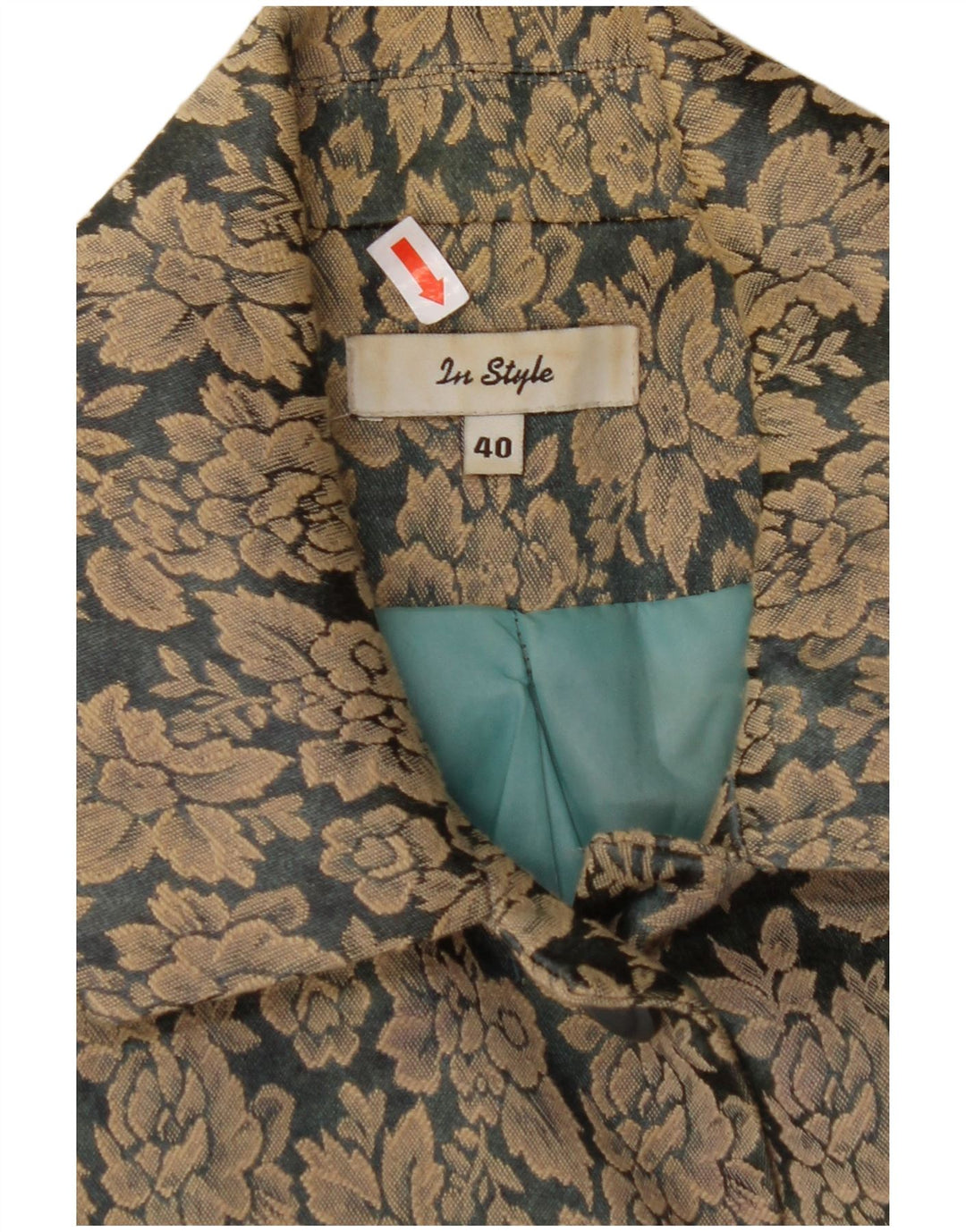 Jaqueta blazer feminina VINTAGE com 3 botões EU 40 algodão floral marrom médio