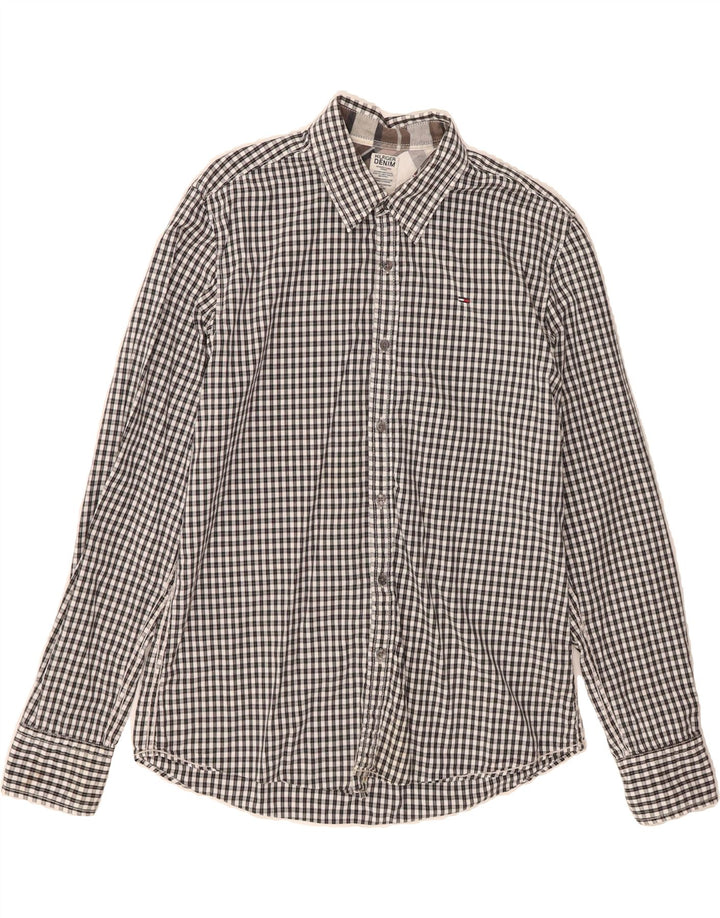 TOMMY HILFIGER Mens Shirt XL Black Check Cotton Vintage Tommy Hilfiger and Second-Hand Tommy Hilfiger from Messina Hembry 