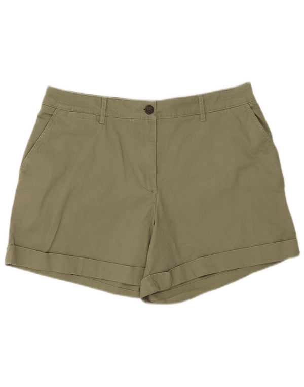 Crew Clothing Shorts Chino femininos de cintura alta UK 14 Grande W34 Algodão cáqui