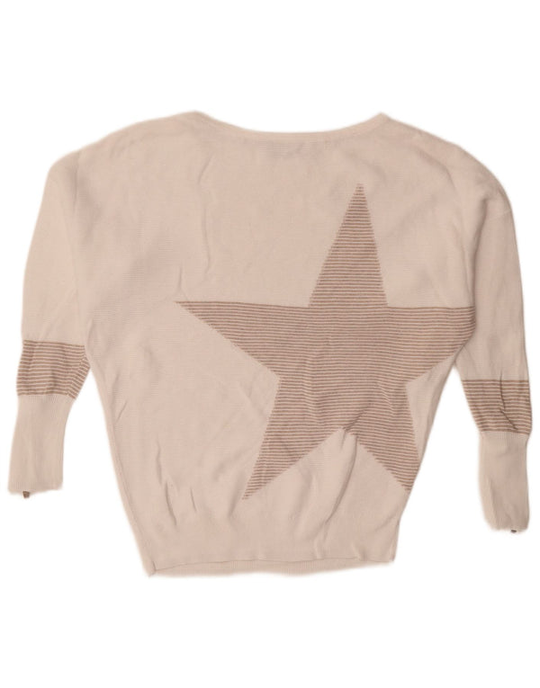 Suéter feminino MINT VELVET com gola canoa grande Reino Unido 6 XS listrado branco