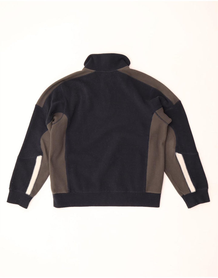 Diadora Mens Zip Neck Fleece Jumper Médio Azul Marinho Colourblock Poliéster