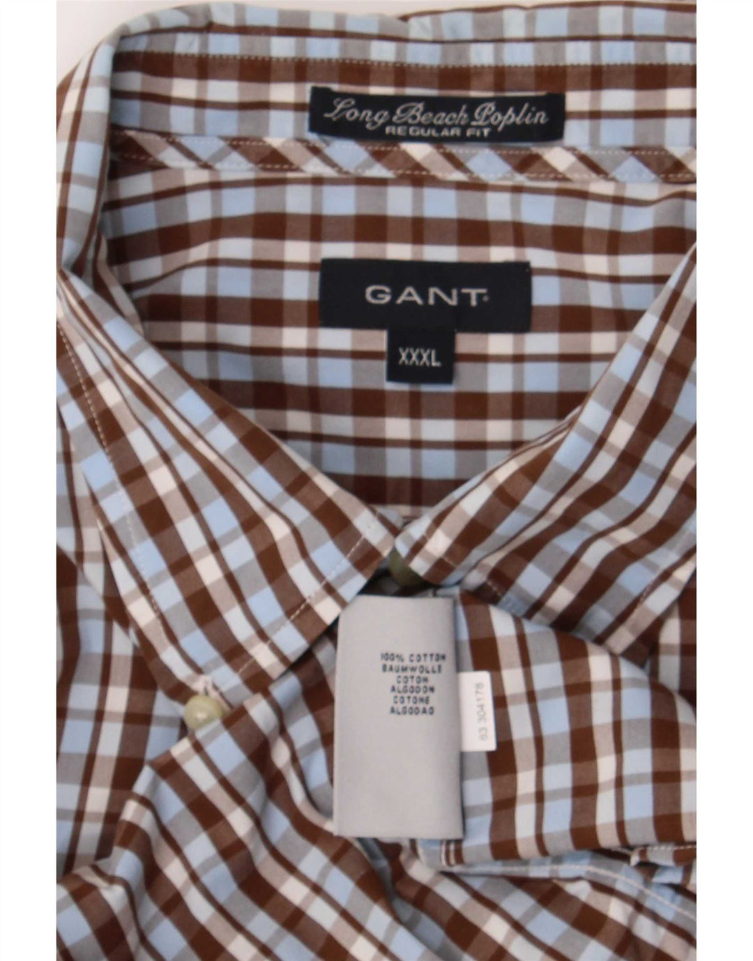 Camisa masculina Gant Regular Fit 3XL algodão xadrez marrom
