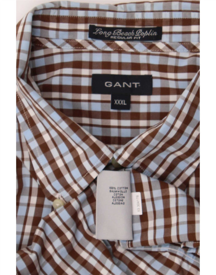 Camisa masculina Gant Regular Fit 3XL algodão xadrez marrom