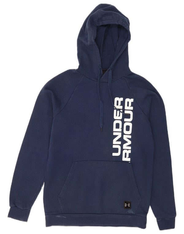 Under Armour masculino gráfico moletom com capuz pequeno algodão azul marinho