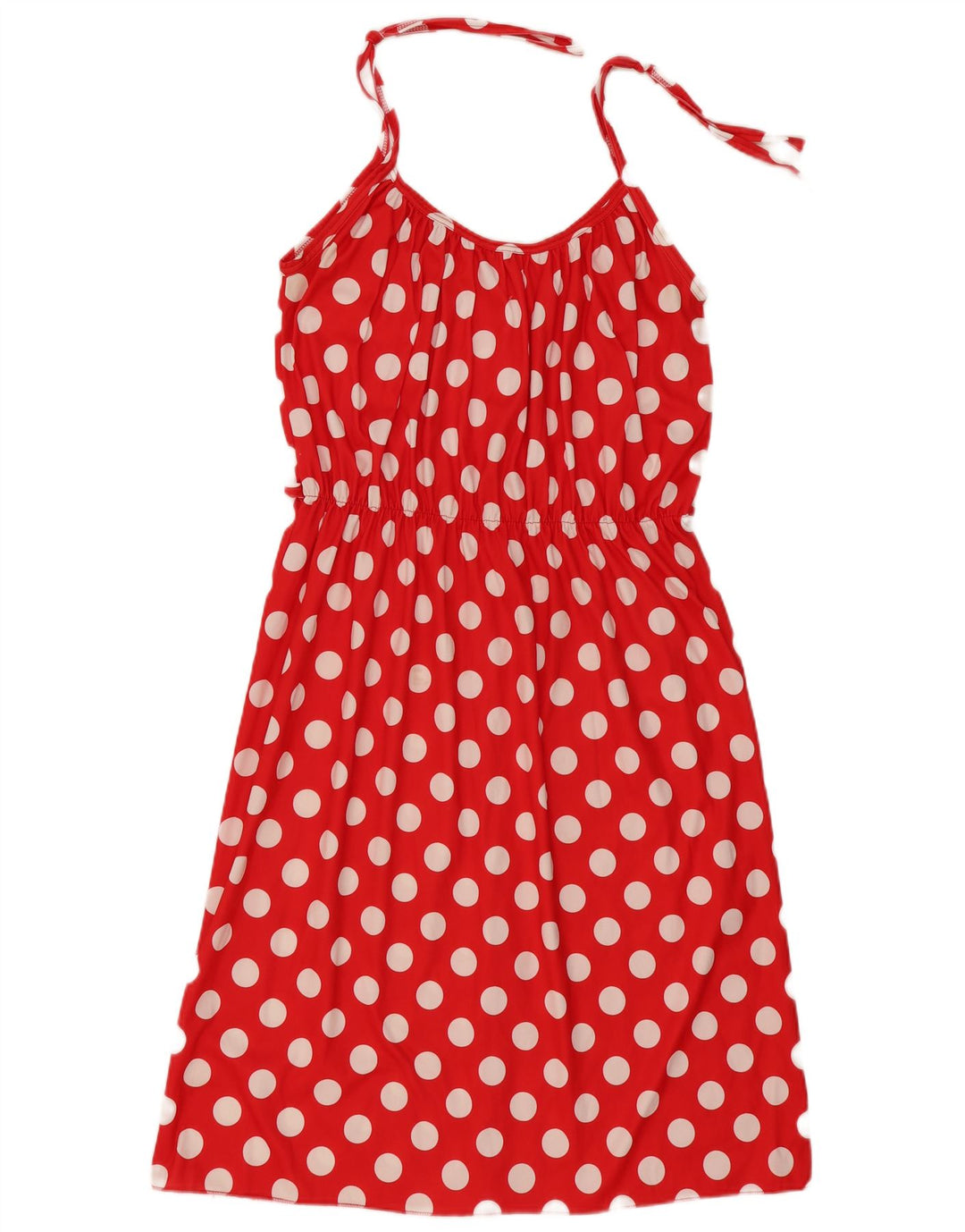 Vestido de verão feminino vintage Reino Unido 18 XL bolinhas vermelhas