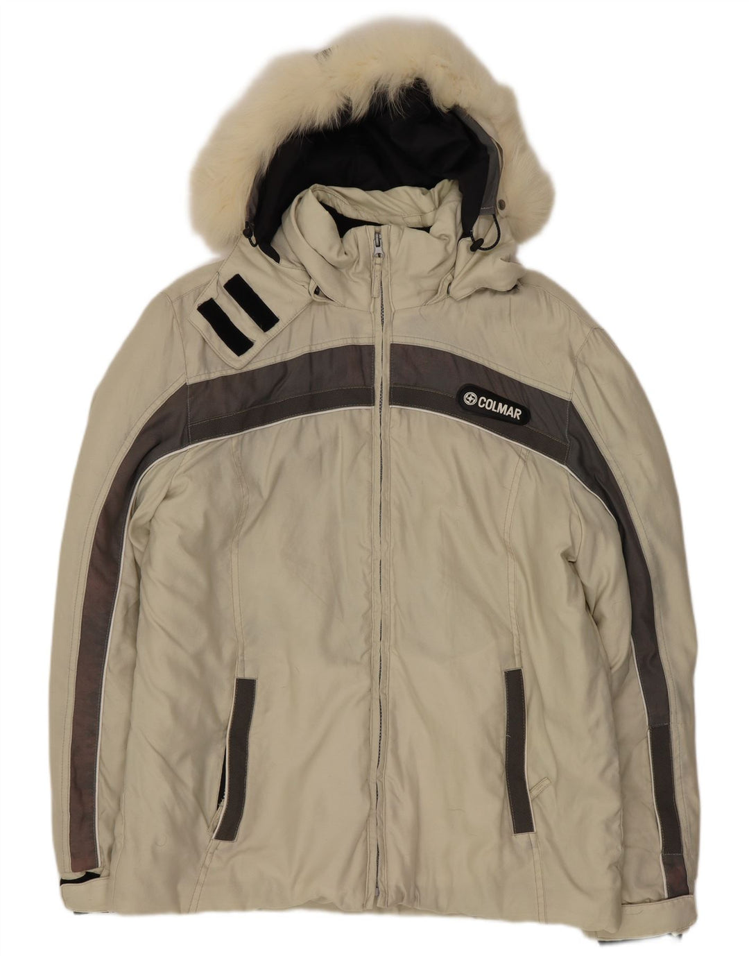 Jaqueta de esqui masculina com capuz Colmar IT 46 Small Beige Colourblock