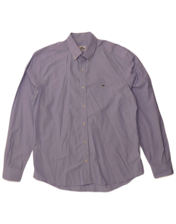 Camisa masculina Lacoste Slim Fit tamanho 42 grande algodão listrado azul