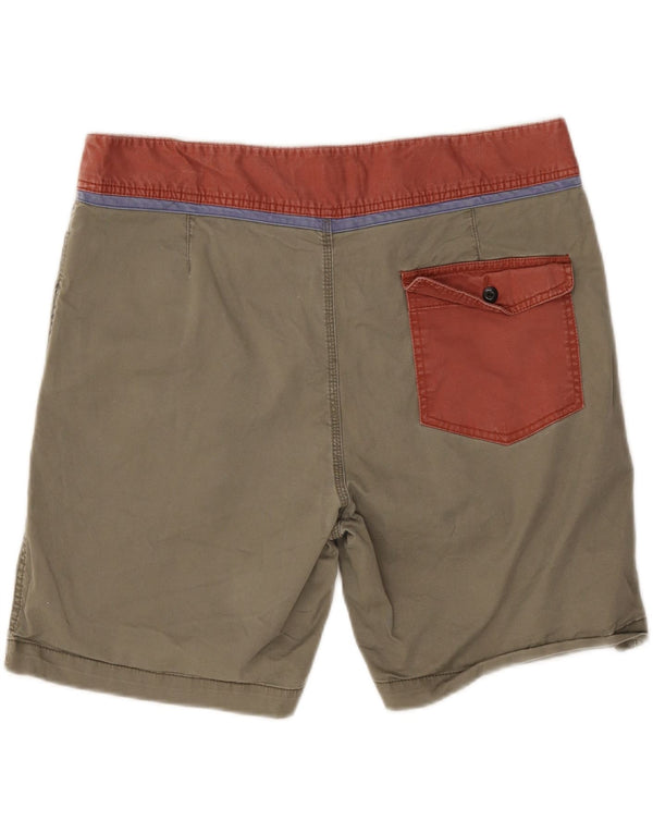 Shorts masculino Quiksilver W36 grande algodão colorblock cáqui