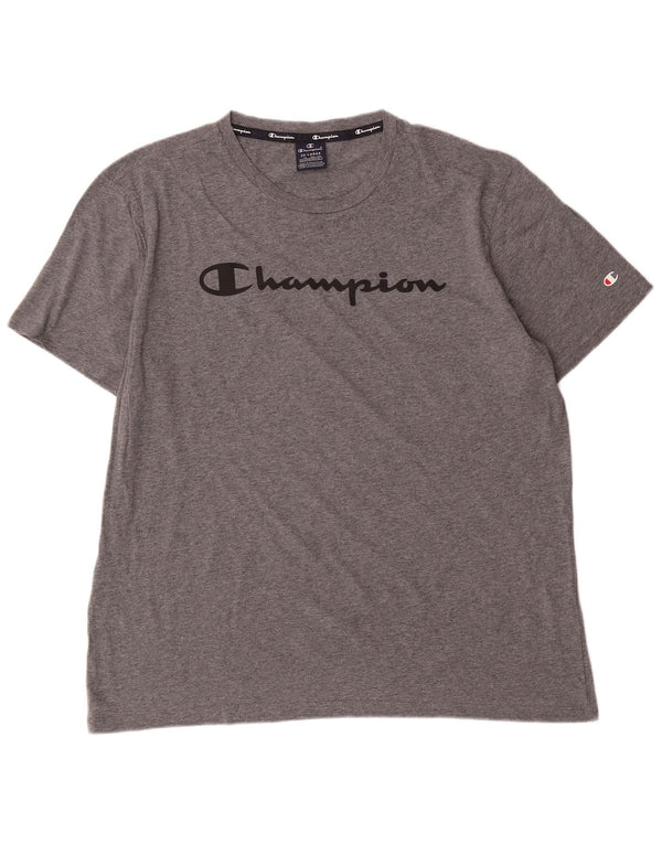 Camiseta gráfica masculina Champion 2XL algodão manchado cinza