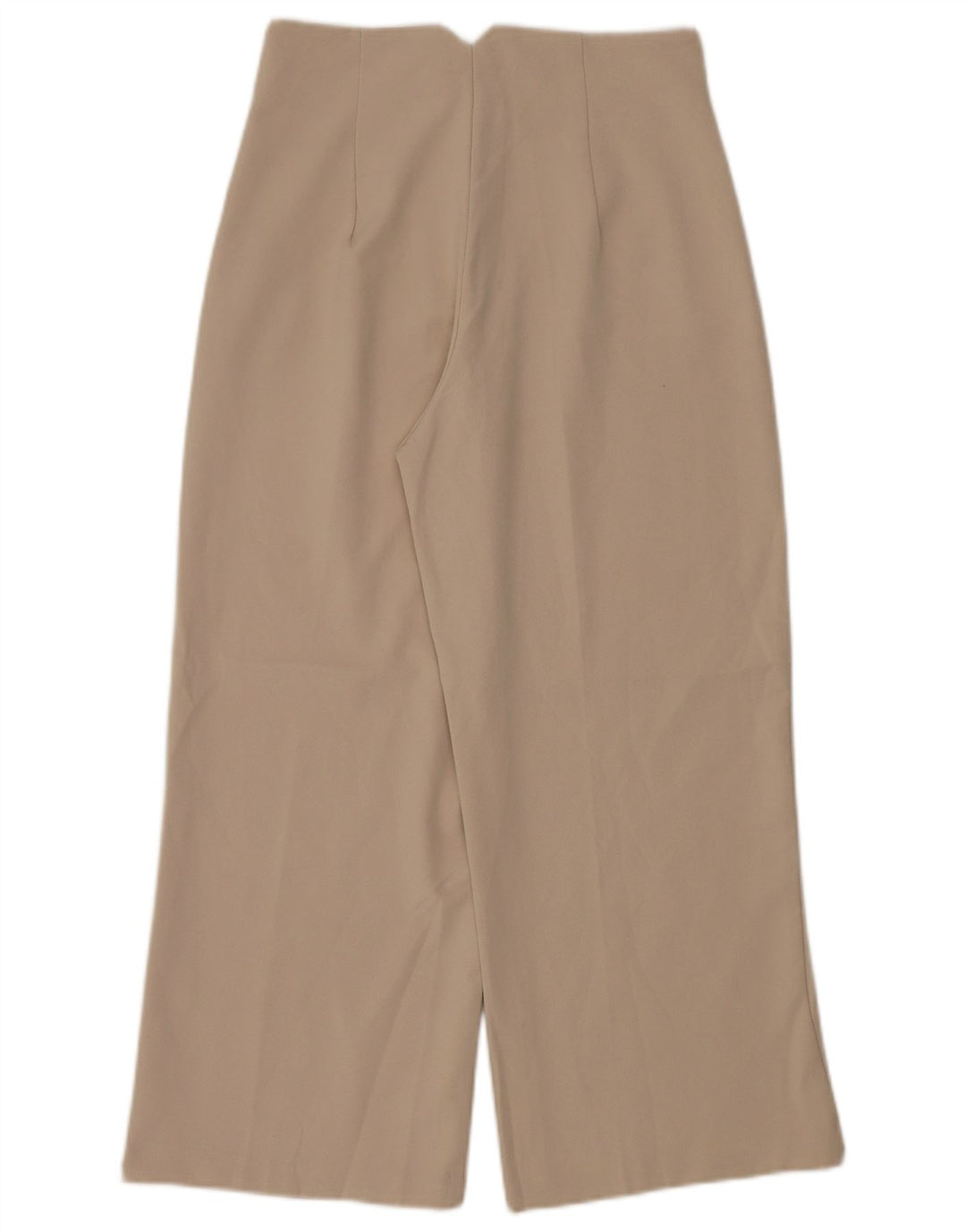Calça feminina Zara com perna larga cortada média W28 L26 poliéster bege