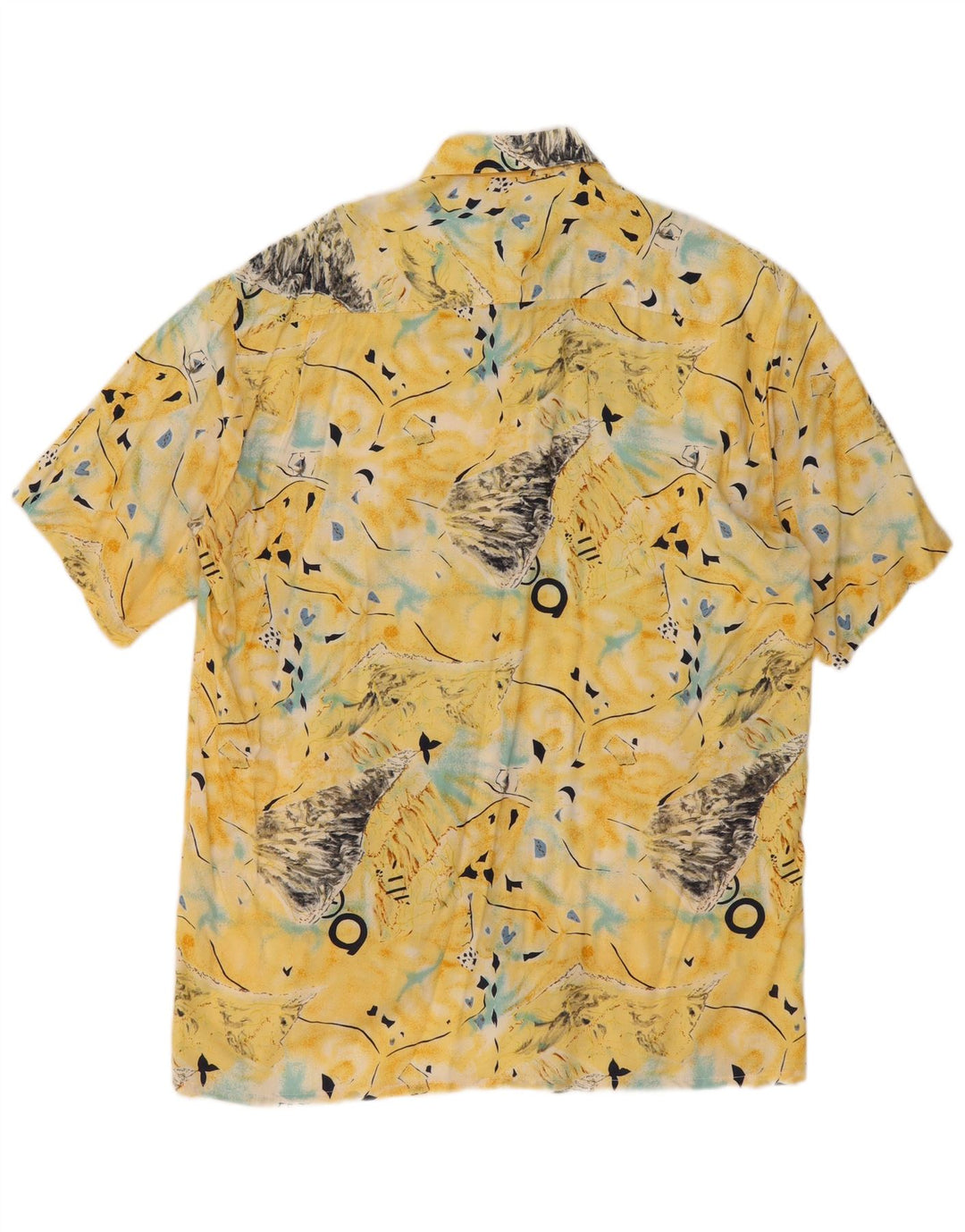 Camisa masculina de manga curta com padrão abstrato ALPENLAND tamanho 39 amarelo médio