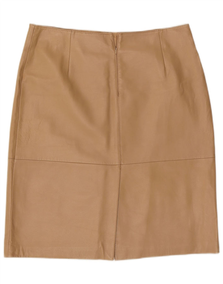 Saia feminina de couro Stefanel IT 48 XL W34 couro bege