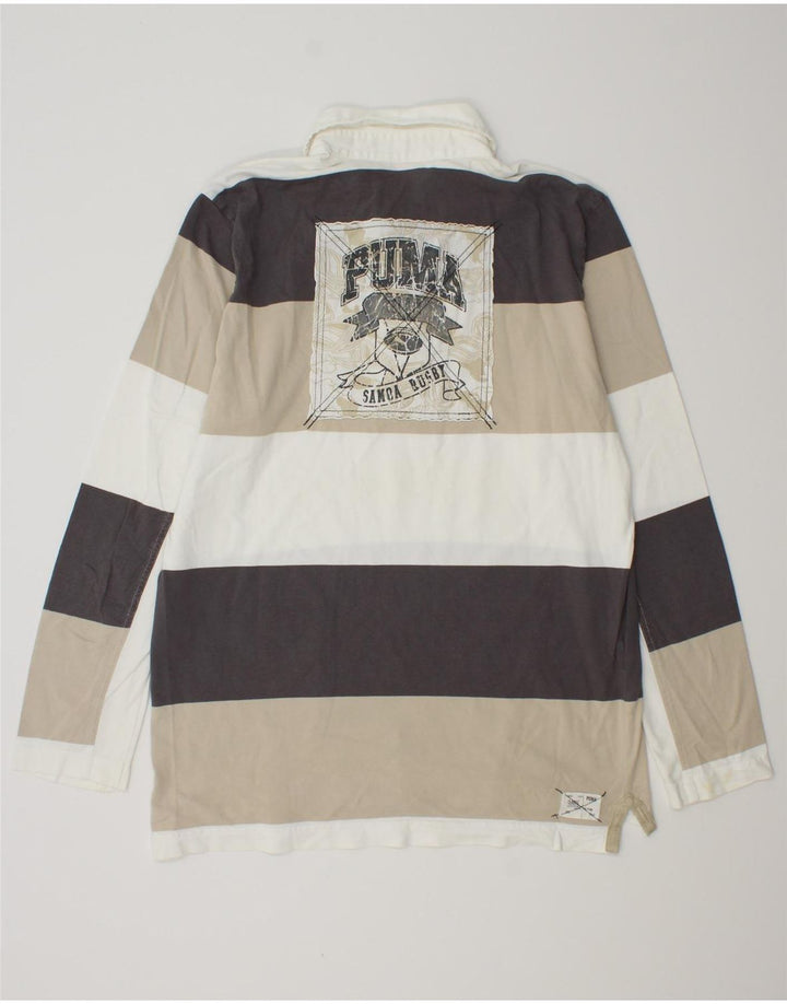 Camisa polo masculina de rugby de manga comprida gráfica PUMA grande listrada multicolorida
