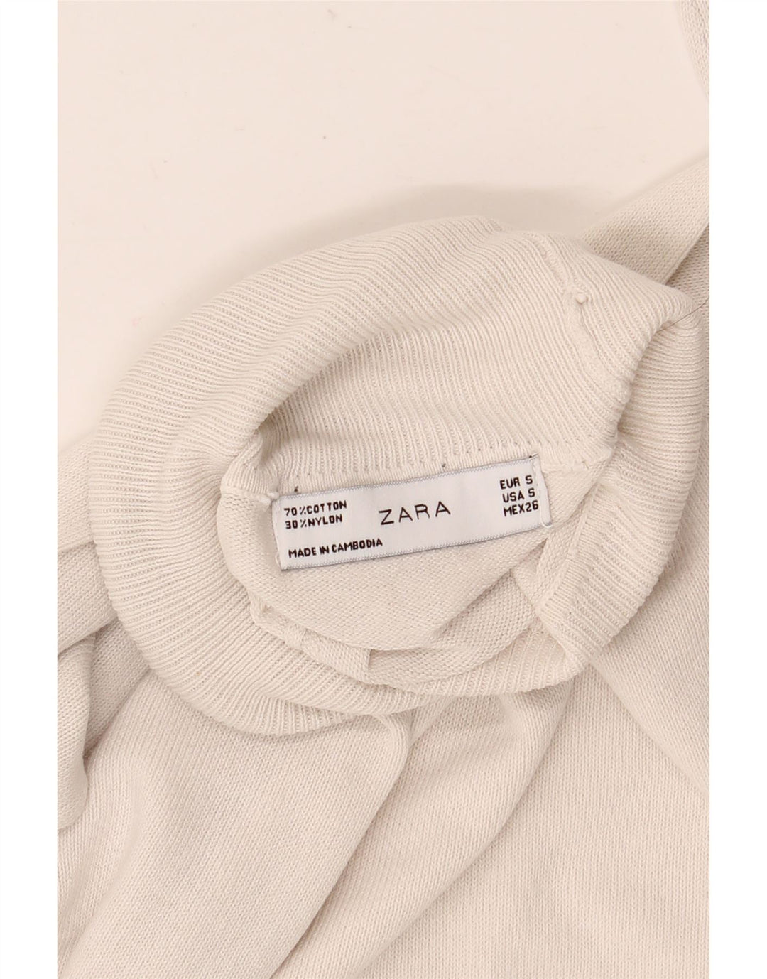Suéter feminino Zara com gola redonda e algodão cinza pequeno Reino Unido 10