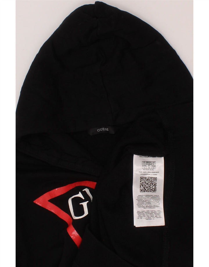 GUESS Girls Graphic Hoodie Jumper 13-14 Years Black Cotton Vintage Guess and Second-Hand Guess from Messina Hembry 
