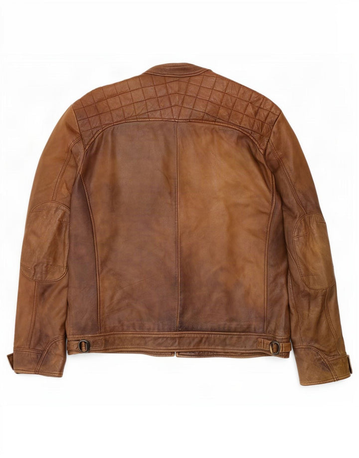 Jaqueta de couro masculina Ashwood Reino Unido 48 4XL marrom