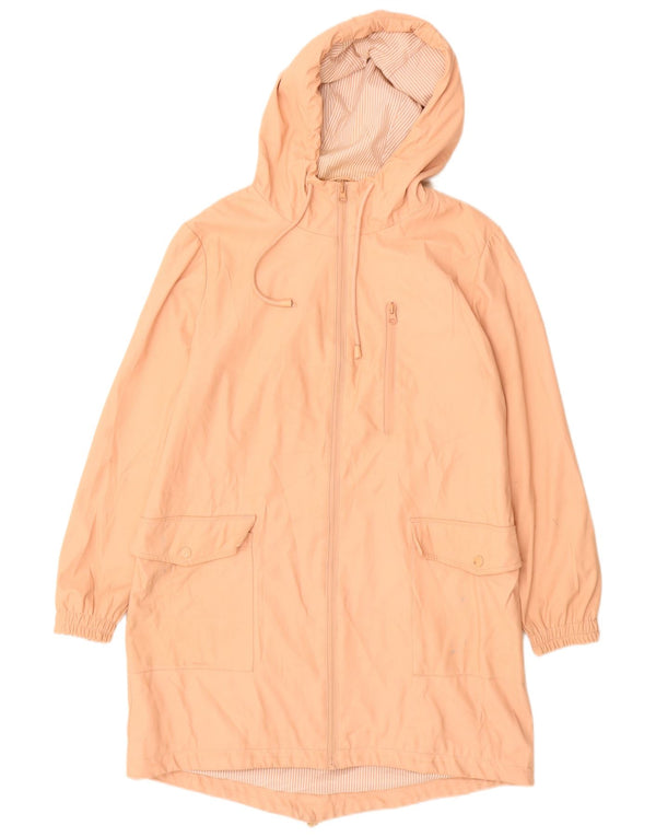 Zara Capa de chuva feminina com capuz UK 10 pequena poliuretano rosa