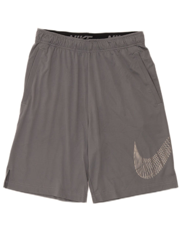 Shorts esportivos Nike masculinos Dri Fit Graphic cinza médio poliéster