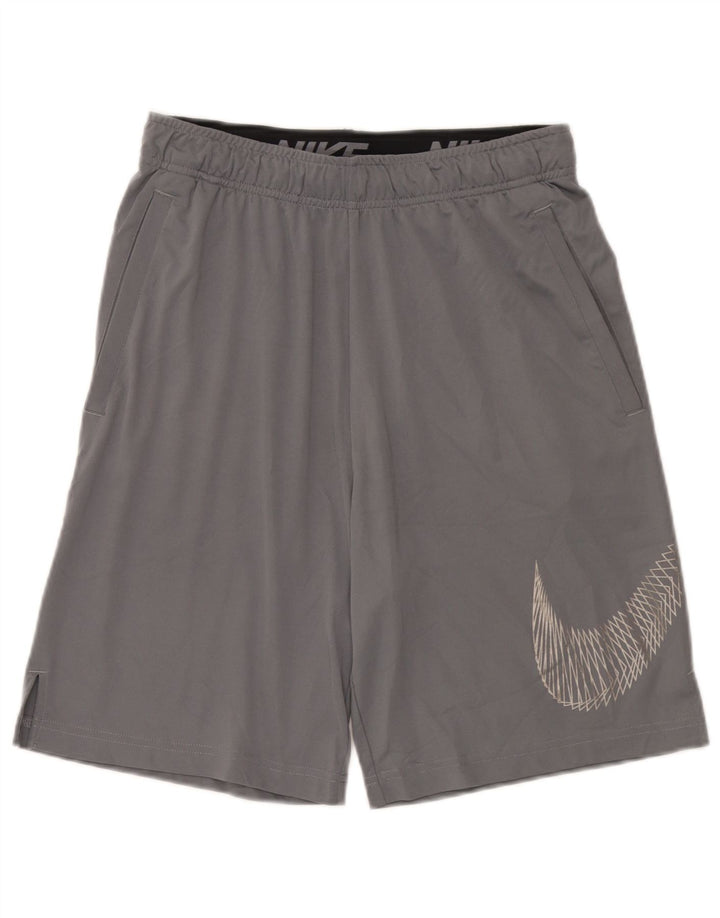 Shorts esportivos Nike masculinos Dri Fit Graphic cinza médio poliéster