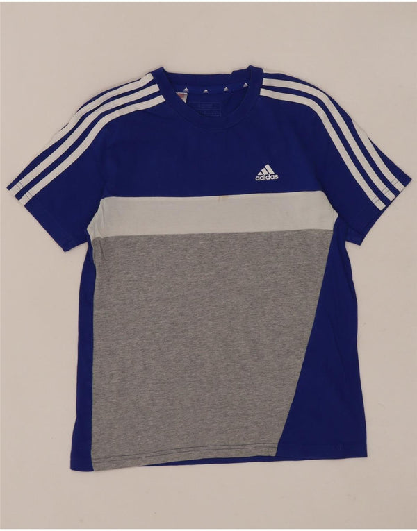 Camiseta Adidas Meninos Top 11-12 Anos Azul Colorblock Algodão