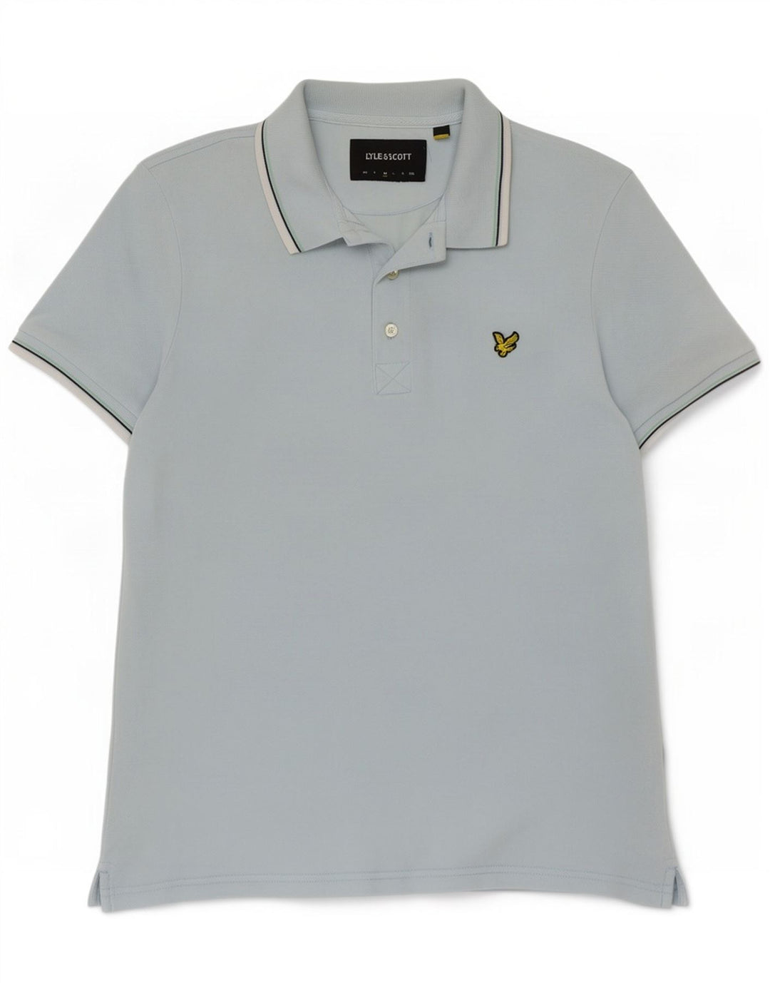 Camisa polo masculina Lyle & Scott de algodão listrado azul médio