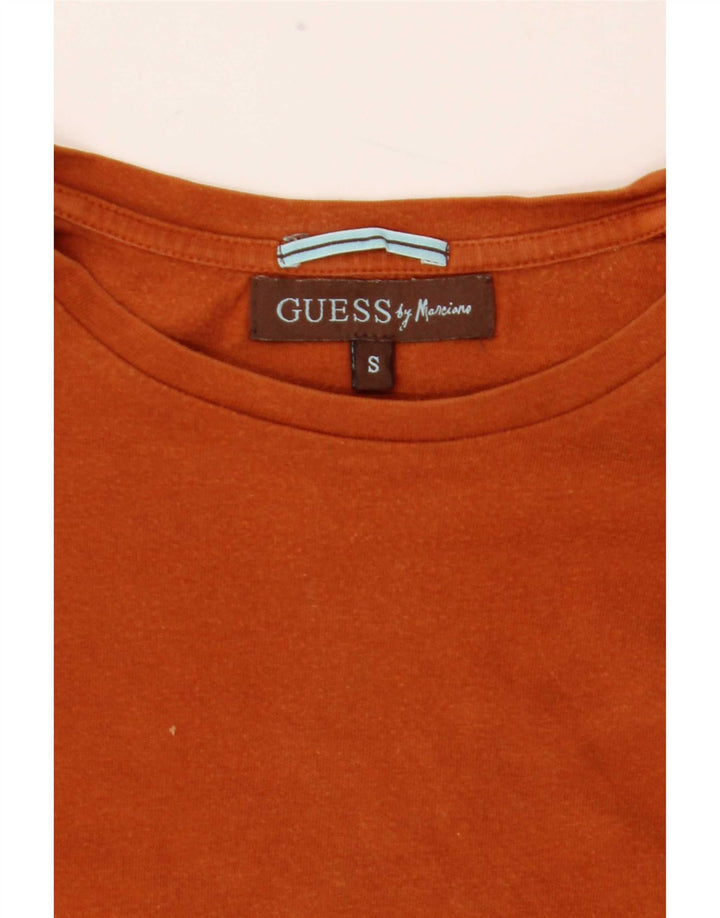 Guess By Marciano Top masculino de manga comprida pequeno bloco colorido laranja
