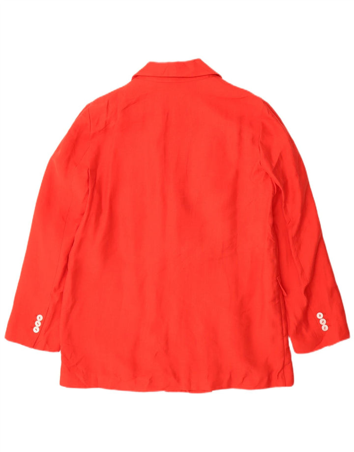Jaqueta blazer feminina Zara com peito duplo Reino Unido 14 Lyocell vermelho médio