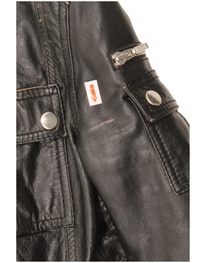 Casaco de couro feminino Gipsy UK 12 médio preto