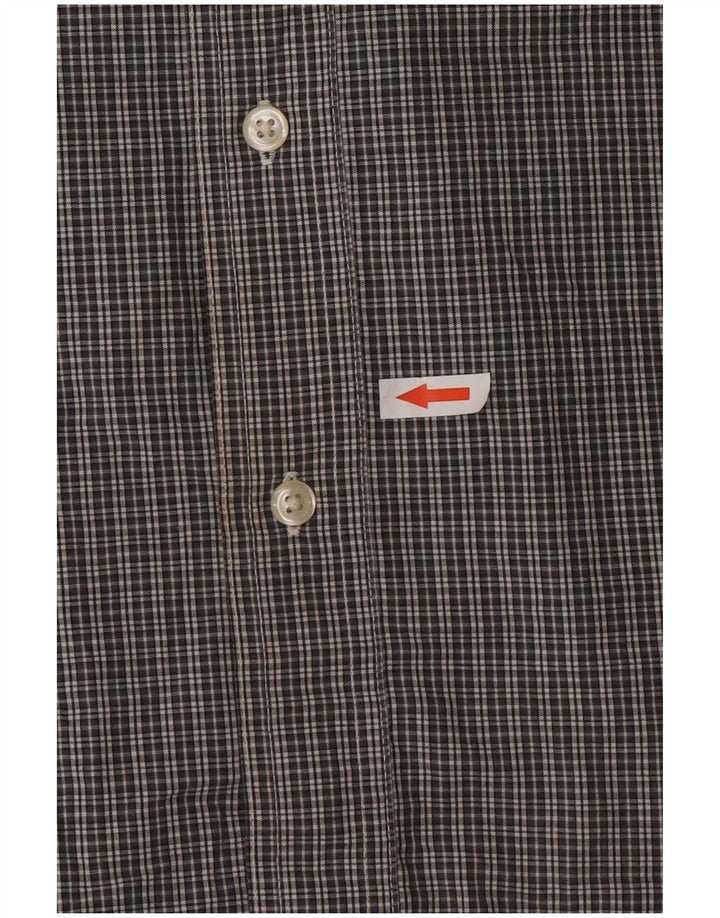 Camisa masculina de manga curta Chaps Easy Care grande algodão xadrez cinza