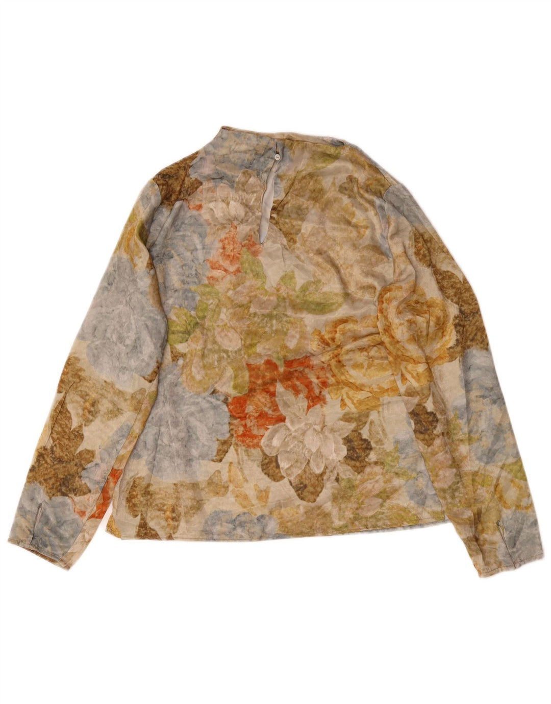 Top feminino Zara manga comprida UK 10 pequeno floral multicolorido moderno