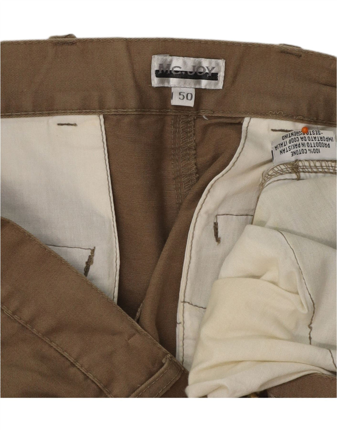MC JOY Mens Cargo Shorts IT 50 Grande W38 Algodão Bege