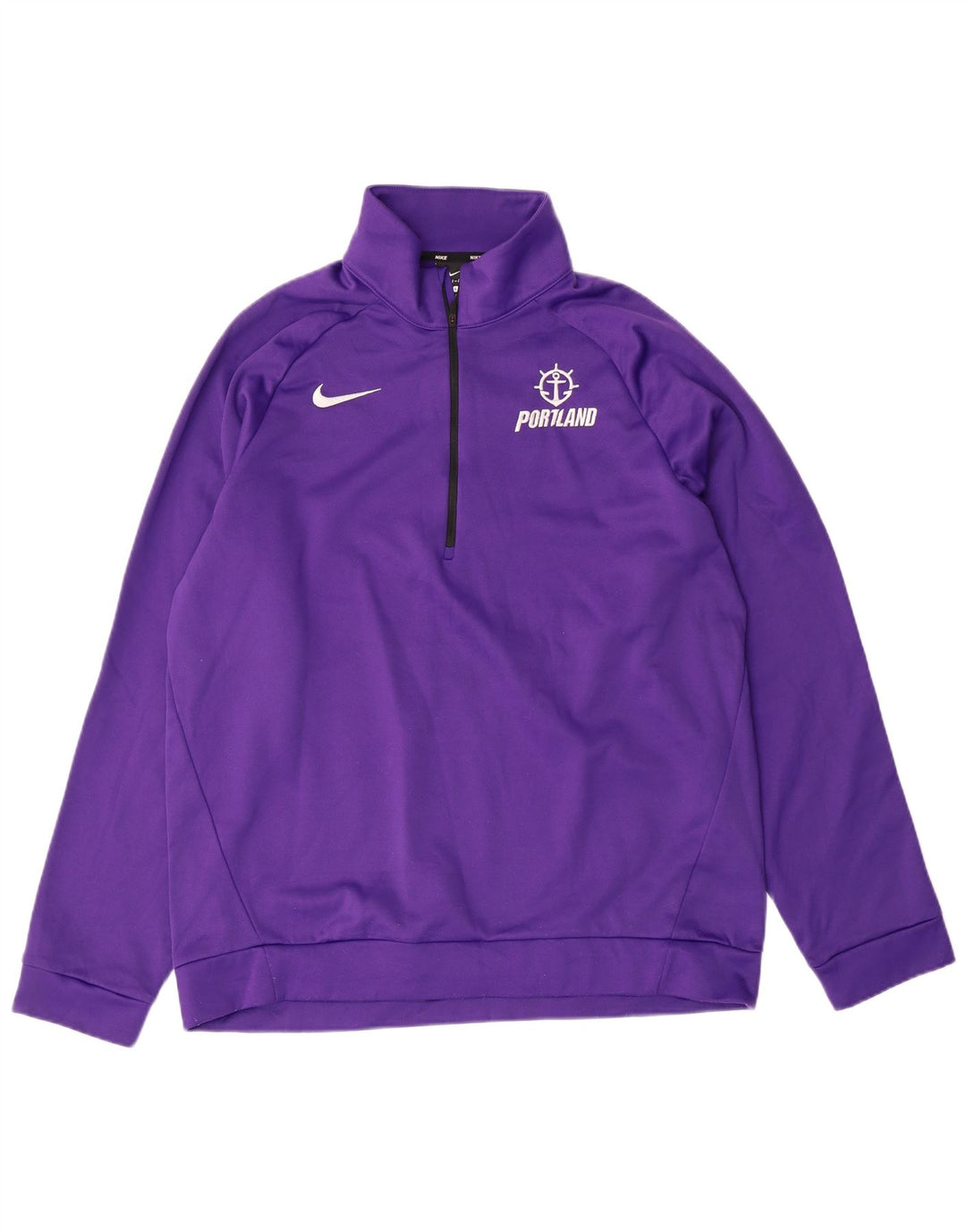 NIKE Mens Zip Neck Moletom Jumper Grande Roxo Poliéster
