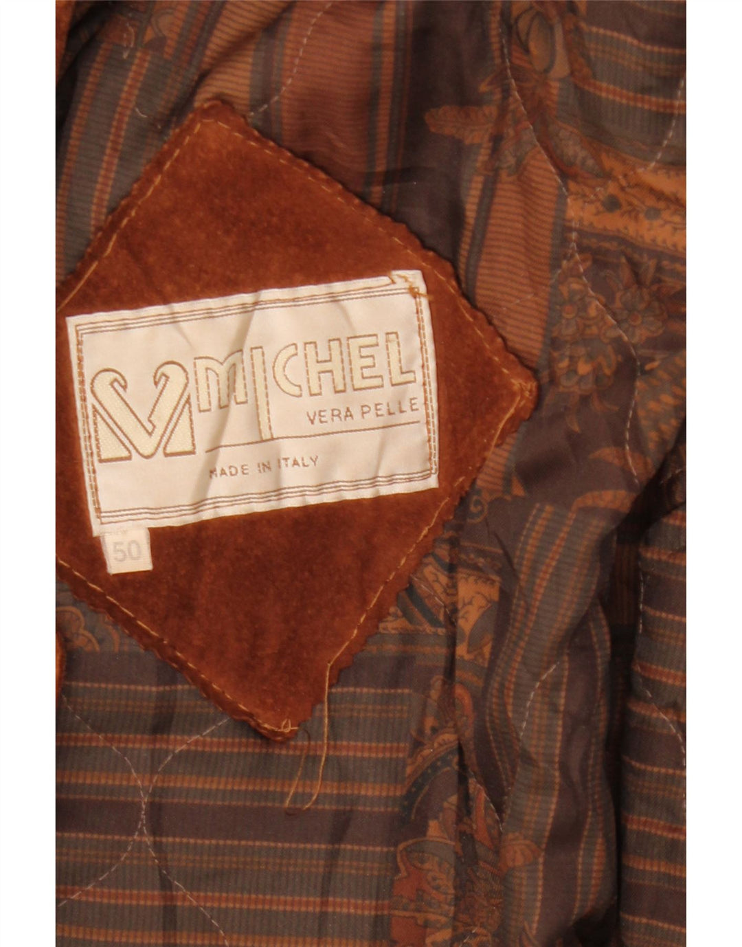 Sobretudo feminino de camurça grande Michel IT 50 XL couro marrom
