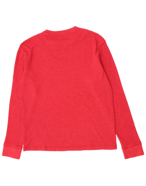 Camiseta masculina Chaps manga comprida grande algodão vermelho