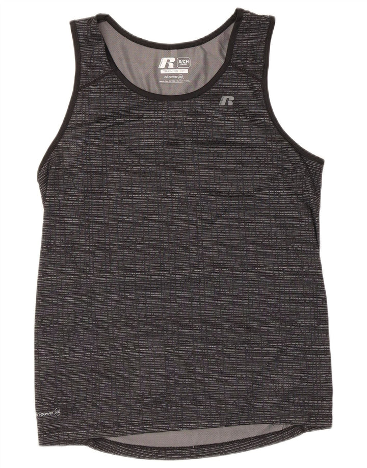 Colete masculino Russell Athletic Top UK 34/36 poliéster manchado cinza pequeno