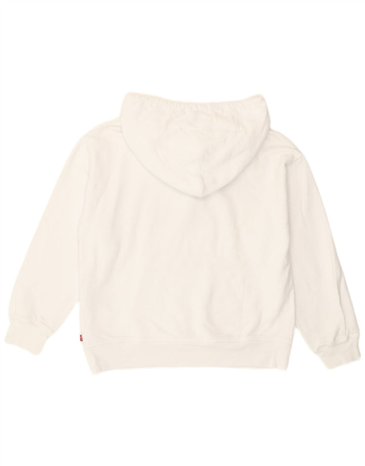 Suéter feminino Levi's com capuz grande e gráfico UK 14 algodão branco médio
