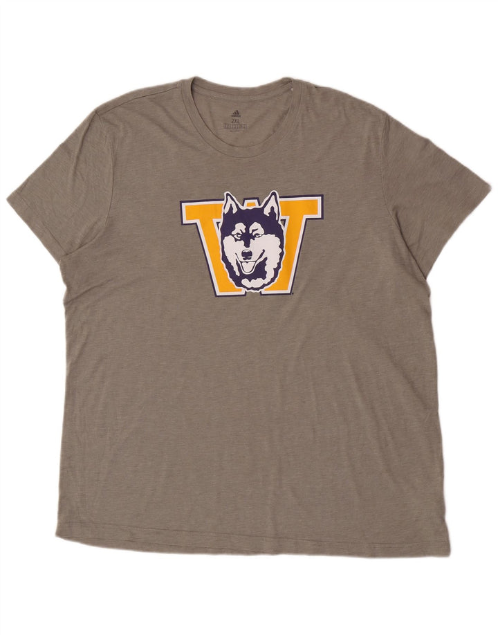 Adidas Mens Washington Huskies Camiseta gráfica Top 2XL Cinza Poliéster