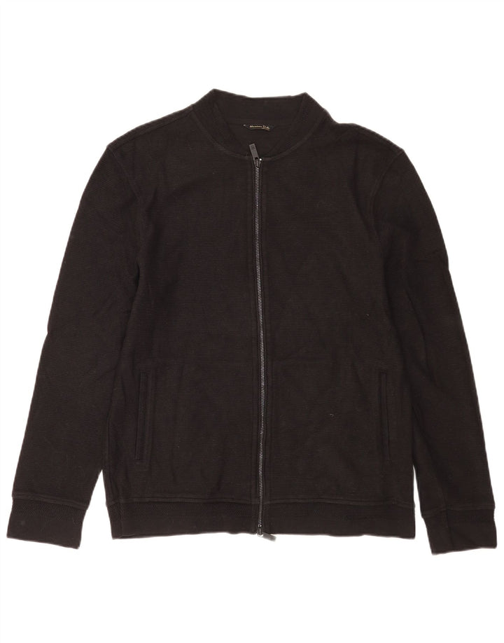 Massimo Dutti Mens Cardigan Sweater Medium Black Cotton