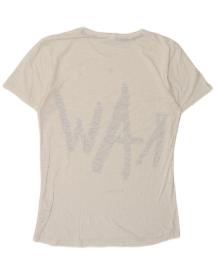 Camiseta gráfica masculina G-Star Top médio algodão manchado branco